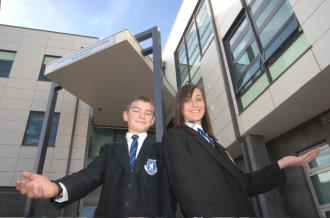 Sandon High School students outside their new school